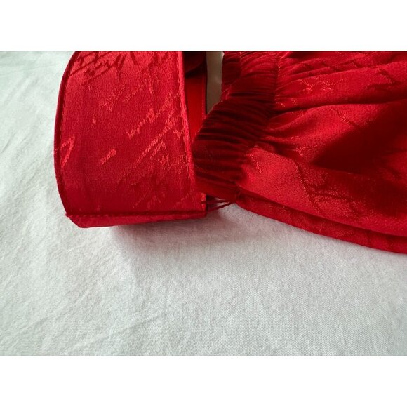 Vintage Red Jacquard Satin Mini Skirt w/Matching Belt 23" Stretch Waist - Picture 7 of 14